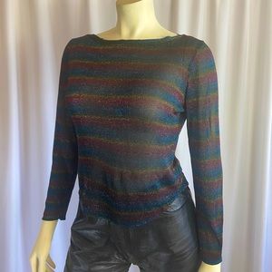 (VINTAGE) Sheer Crop Rainbow Top